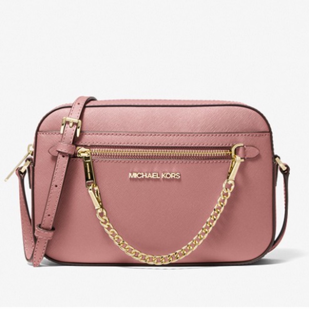 **SOLD**MICHAEL KORS Jet Set Large Saffiano Leather Crossbody Bag in Rose ✨ - Picture 1 of 14